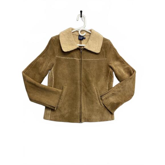 GAP Jackets & Blazers - Vintage GAP Women's Brown Leather Suede Faux Shearling Zip-Up Jacket Size M